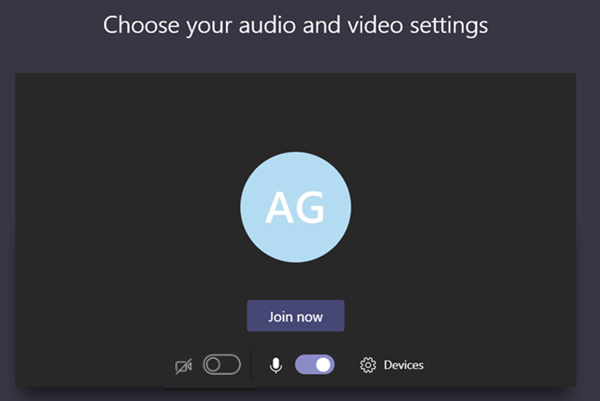 Screenshot showing meeting join with audio/video settings on desktop